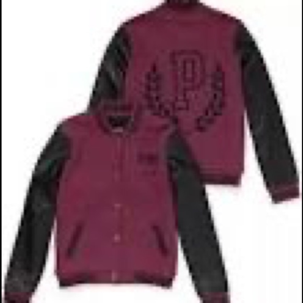Victoria Secret PINK Burgundy and Black Varsity Jacket Size M